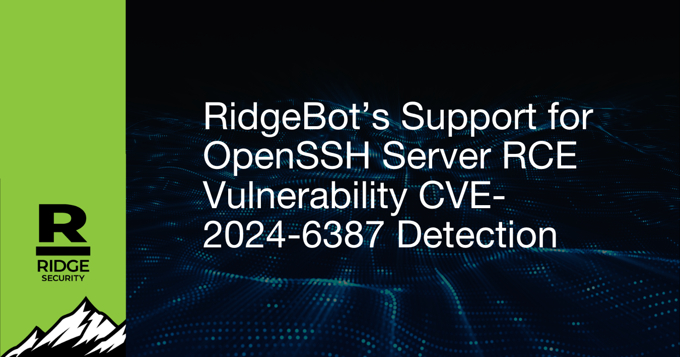 OpenSSHサーバー RCE脆弱性 CVE-2024-6387 検出のRidgeBotのサポート