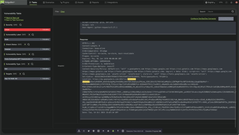 RidgeBot Detection and Exploitation Simulation 2